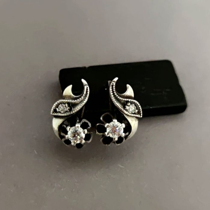 Советские серьги, серебро СССР, звезда