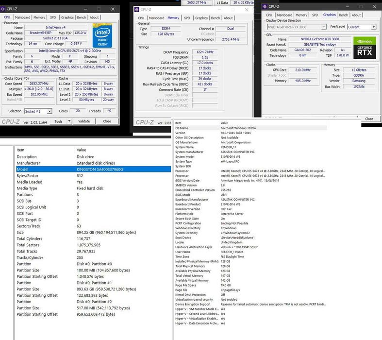 Dual XEON CPU workstation LGA 2011-3 ASUS Z10PE-D16 WS RTX 3060