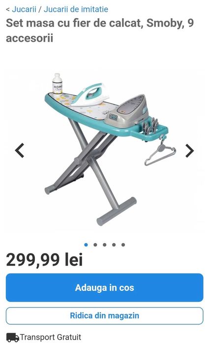 OCAZIE - set masă de călcat Smoby (jucărie) - 50% reducere