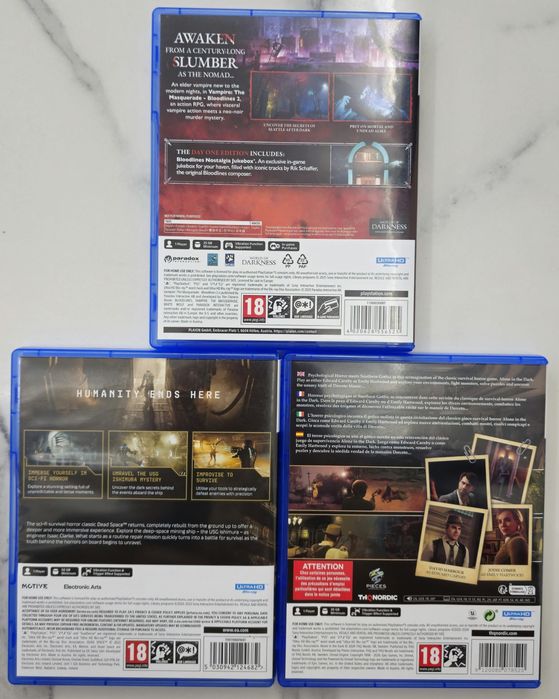 Ocazie ! Cele mai ieftine de pe tara ! Noi noute prim proprietar dead space, alone in the dark , vampire masquerade bloodlines 2 ps5 impecabile