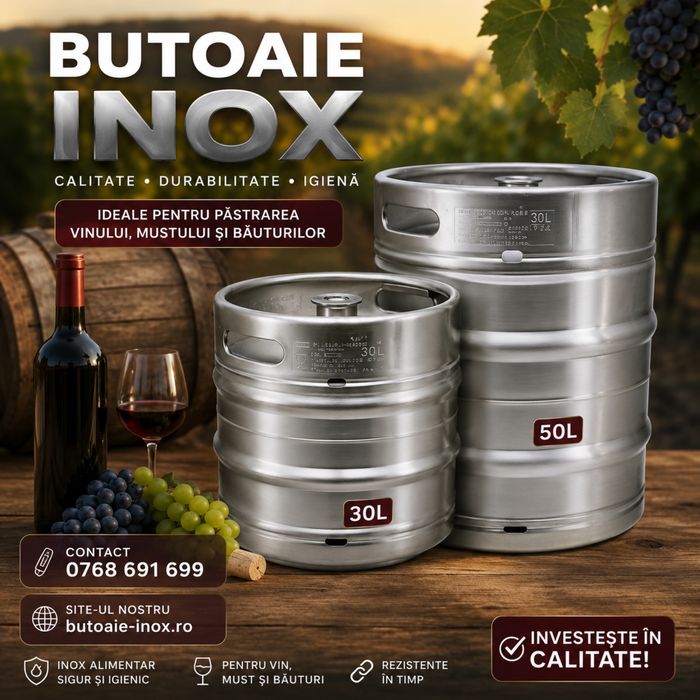 Butoaie inox butoi 30l 50l filet si robinet bere vin keg bazin vas de expansiune hidrofor