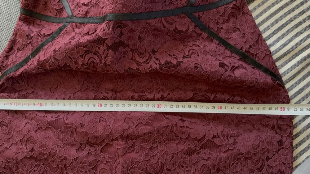 Официална рокля бордо дантела размер L