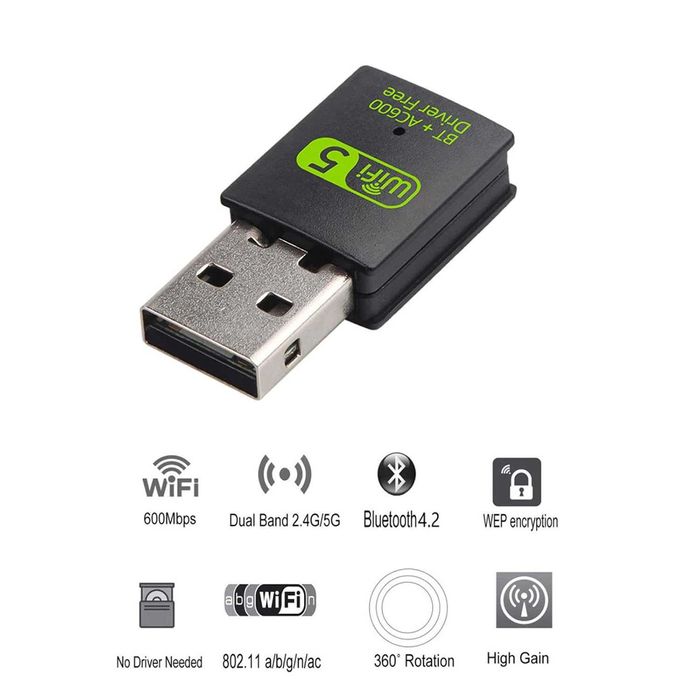 REDLUX USB WiFi Bluetooth адаптер, 600Mbps