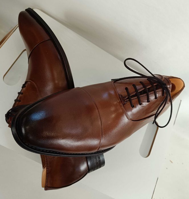 Pantofi oxford cap toe 46 46.5 de lux Cesare Conti NOI piele naturala