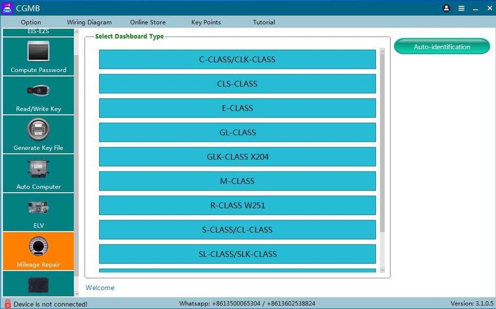 CGDI CGMB programator chei Mercedes + AC adapter + ELV CGDI simulator