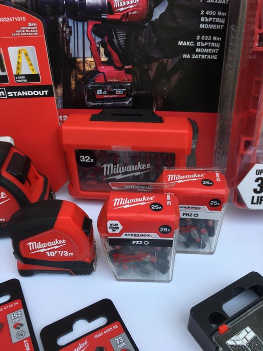 Milwaukee Ударни Битове, Накрайници , Ролетки , Чукове , Бургии и др