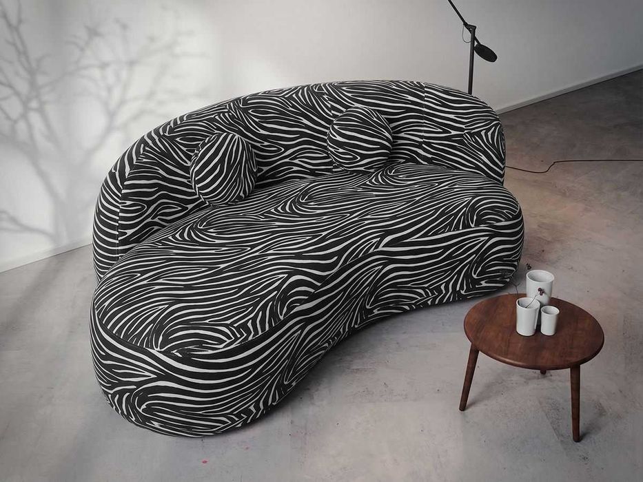 Canapea 3 locuri Lunis Zebra, Animal Print, Negru / Alb - Transport Gratuit
