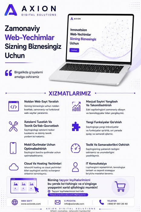 Veb-dasturlash, saytlar yaratish.