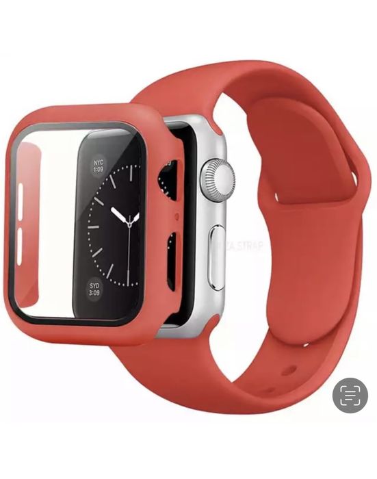 Curea TPU + Husa Plastic Geam Compatibila Ceas Apple Iphone 15