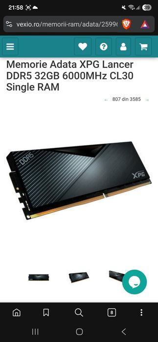 32gb ddr5  6000MHz CL30  Memorie Adata XPG Lancer