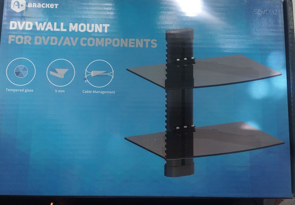 Raft sticlă, Suport perete pentru consola, dvd, mediabox