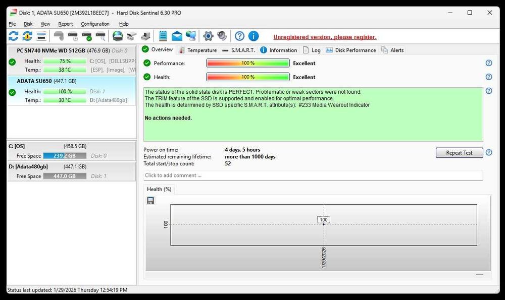 SSD ADATA SU650, 480GB, 2.5", SATA III, viteza R/W 500/440MB/s