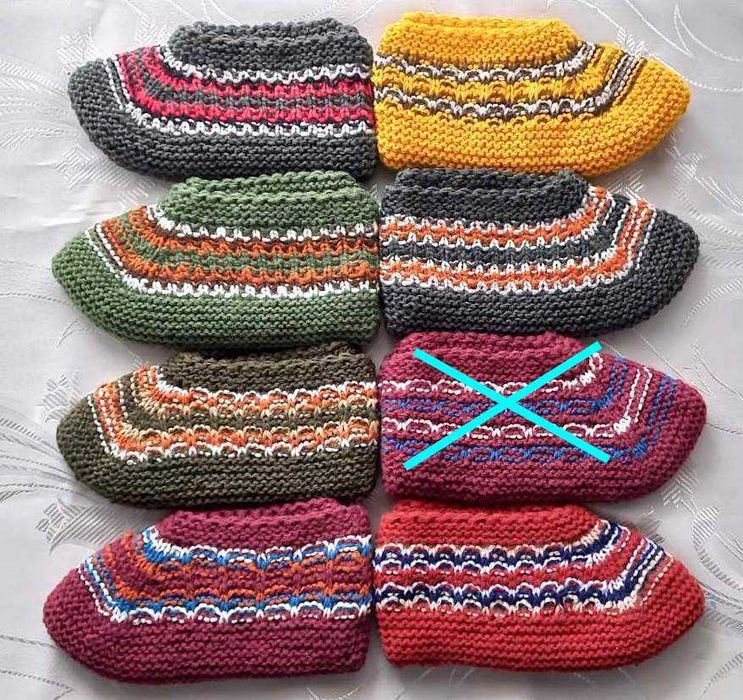 Топли домашно плетени дамски, младежки и детски терлици