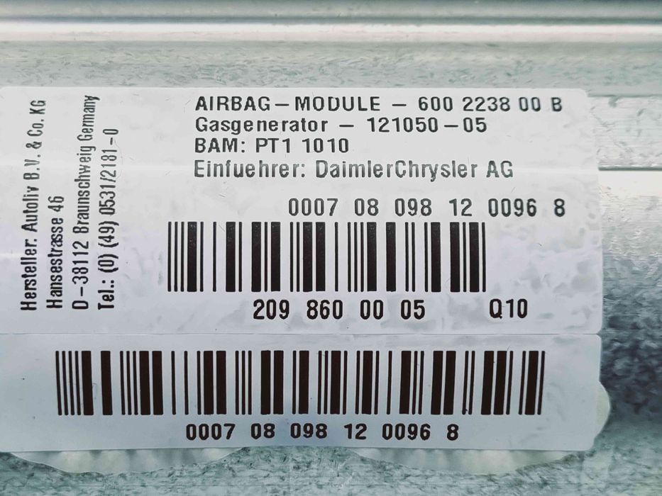 Airbag pasager Mercedes Clasa CLK (C209) [Fabr 2002-2009] 2098600005
