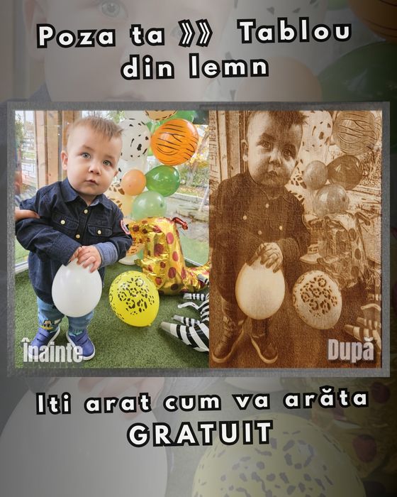 Tablou personalizat - Gravura personalizată pe lemn - Preview gratuit