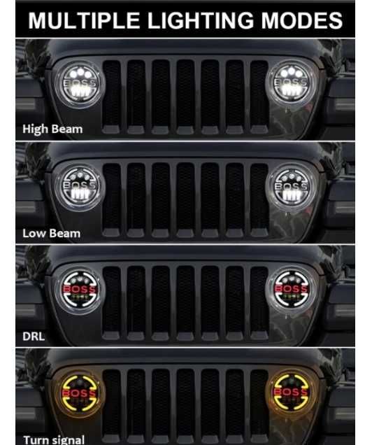 LED фар 7" инча 18см 12V-24V 6500lm за АТВ джип мотоциклет камион и др