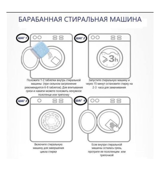 Таблетки для очищения стиральной машины