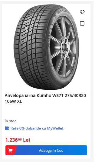 2 anvelope Kumho 275/40R20 iarna