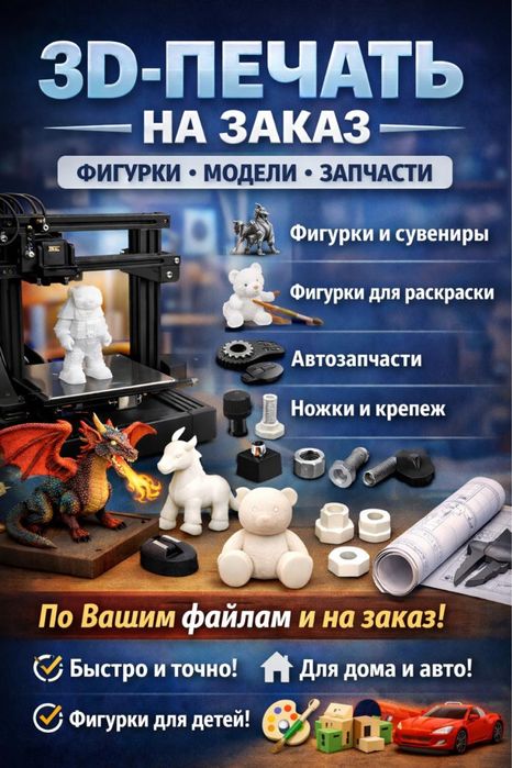 3D-печать на заказ | Фигурки • Детские модели • Запчасти