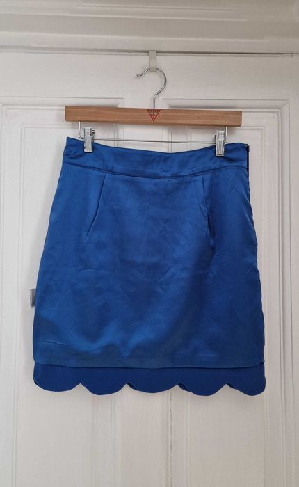 Fustă albastră elegantă Dabuwawa | talie înaltă | tiv ondulat |
