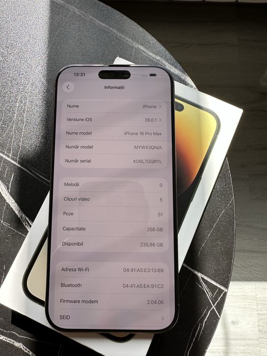 iPhone 16 Pro Max 256GB Desert Titanium – IMPECABIL, ca nou