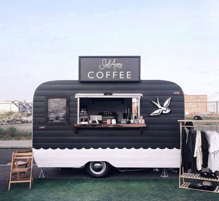 Фудтрак хамда бочкадан ясалган стол стул