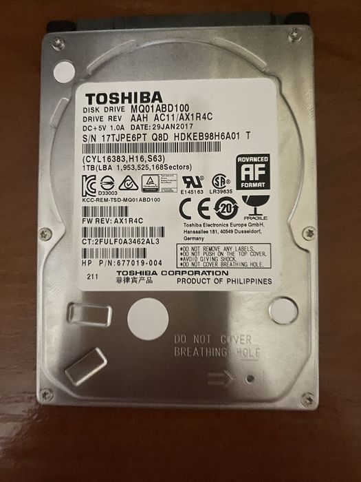 HDD Жесткий диск 2.5" Toshiba 1 Тб
