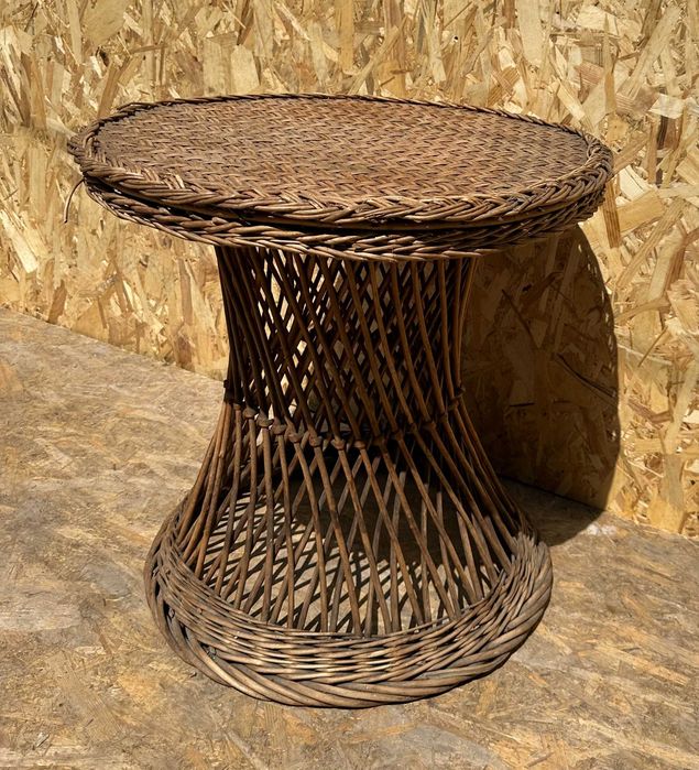 Masuta din ratan cu blat rotund 63x63 cm; Masa terasa/gradina