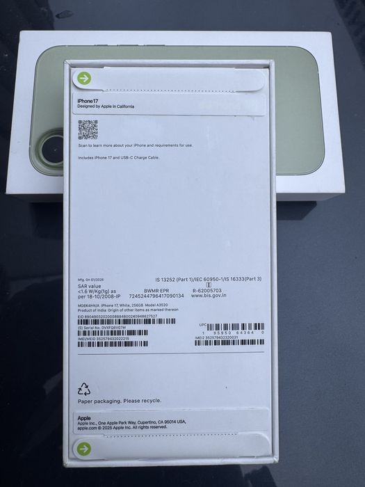 Iphone 17 white 256GB*Нов Неразопакован*