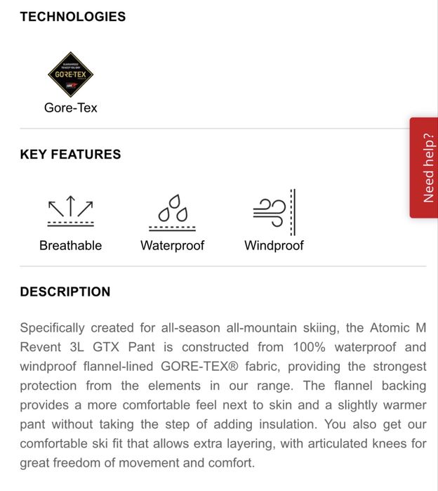 Pantaloni schi Atomic, marimea XL