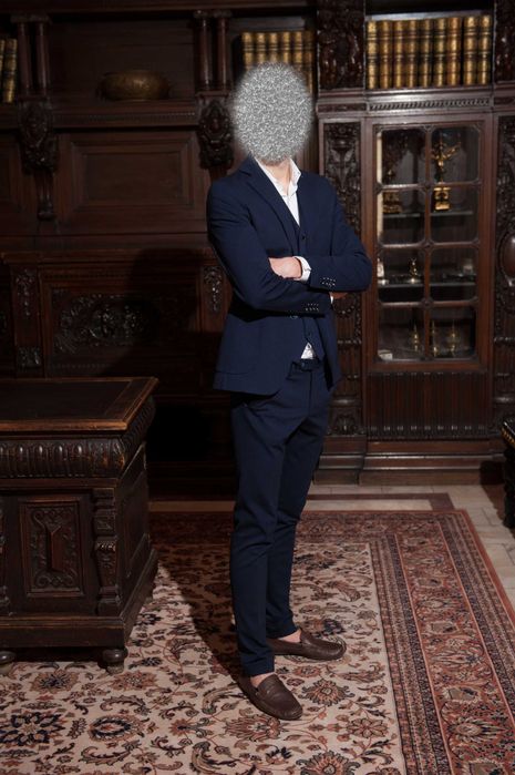 Costum slim barbati albastru inchis Bigotti 44