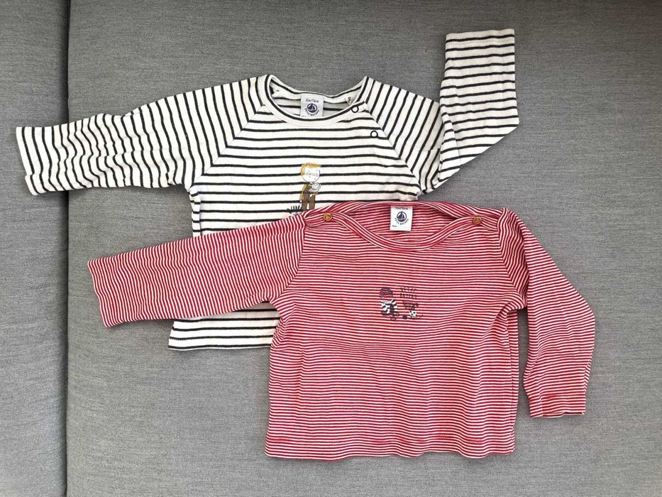Petit bateau, 6 блузи с дълъг ръкав, размери 60 см и 74 см,