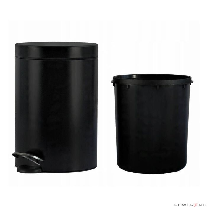 Cos de gunoi pentru baie, cu pedala, 3 litri, metalic, negru Sepio