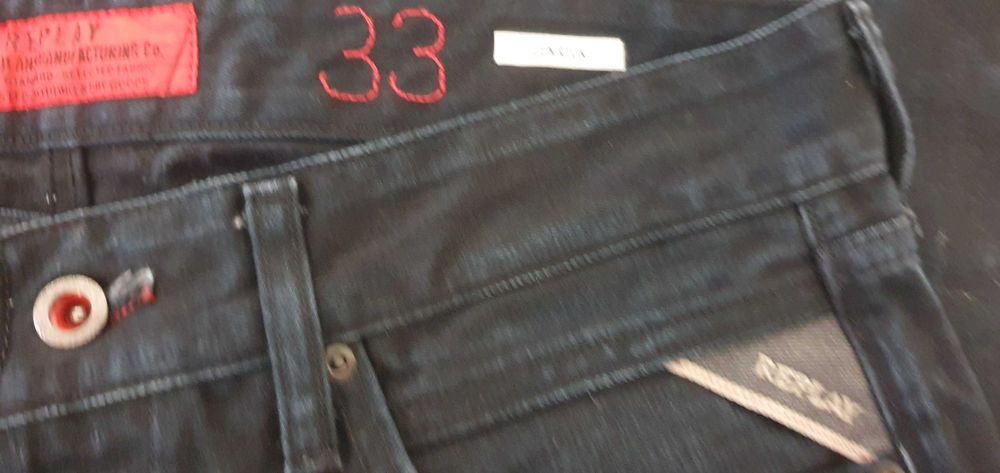 Оригинални мъжки дънки Рипли размер 33-34 много тъмно син цвят