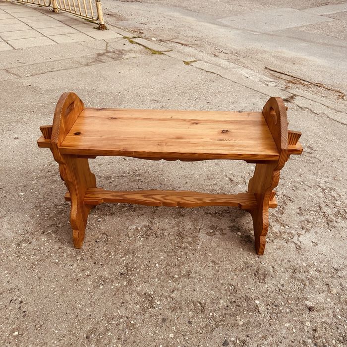 Рустик масивна дървена пейка – алпийски стил, 75 см