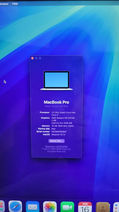 Macbook pro retina 15 mid 2015 16gb