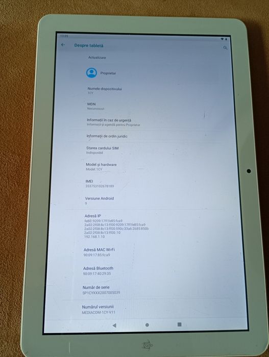 Tableta cu Android 9