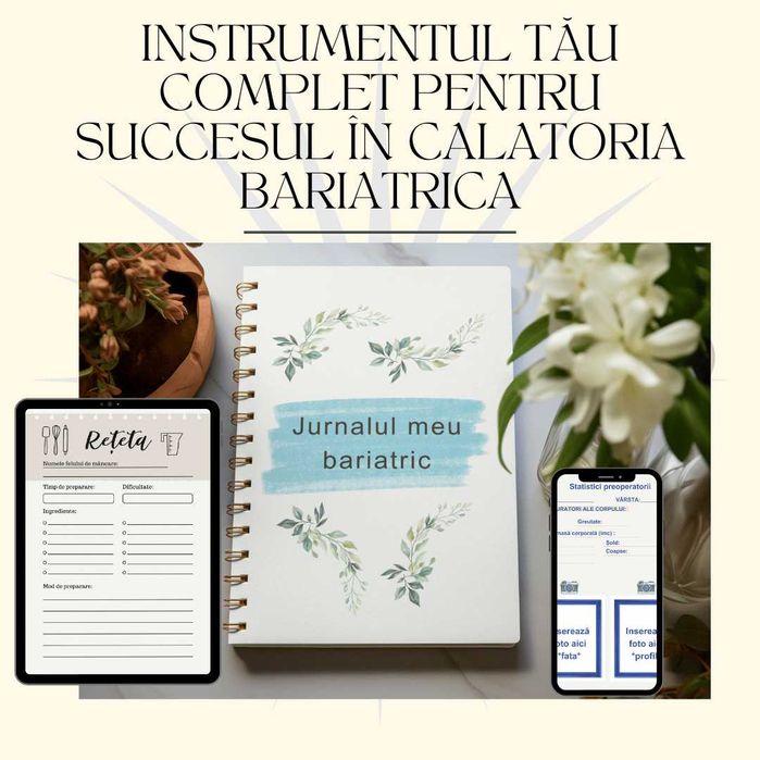 Jurnal si Planificator Bariatric - 219 Pagini Gastric Sleeve/Bypass