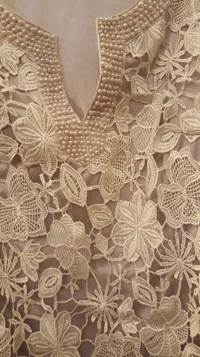 Rochii seara M calitate excepțională catifea neagra/dantela bej