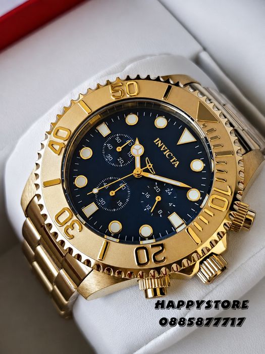 INVICTA Grand Diver Gold blue dial 47 mm, Инвикта нов мъжки часовник