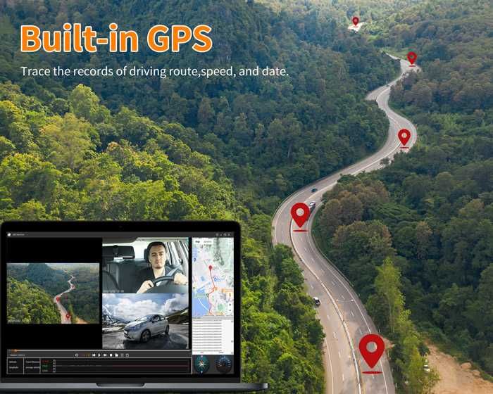 Camera Auto 3 Canale 4K Lanmodo D1(Fata+Interior+Spate)GPS & WiFi 5GHz