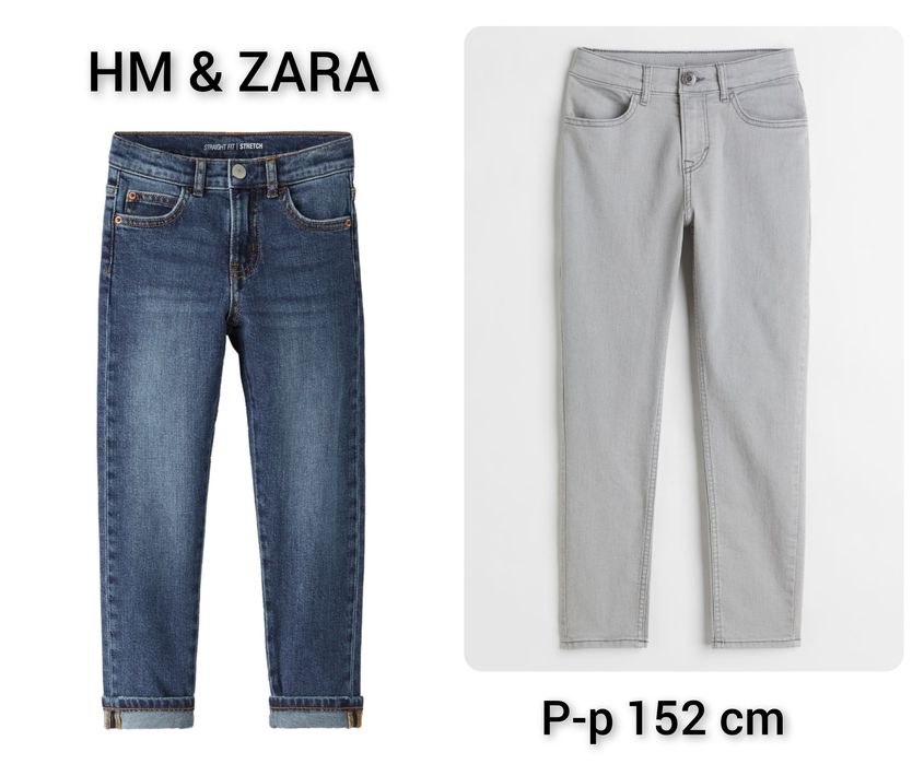 Zara & HM дънки р-р 152 см. в сиво, светъл и тъмен деним