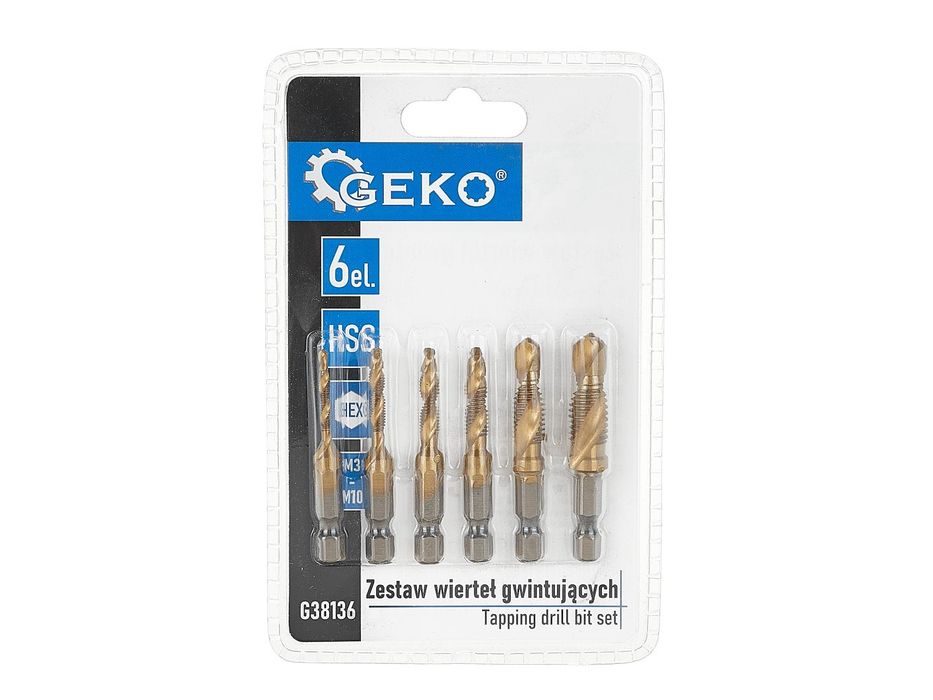 Комплект свредла, hss hex m3-m10, 6 бр. geko