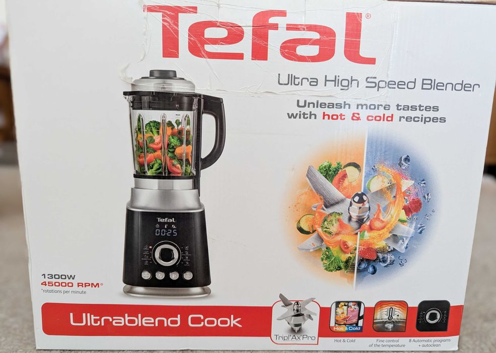 Blender TEFAL Ultrablend Cook BL962B38, 1.75l, 1300W, 10 trepte viteza, argintiu-negru