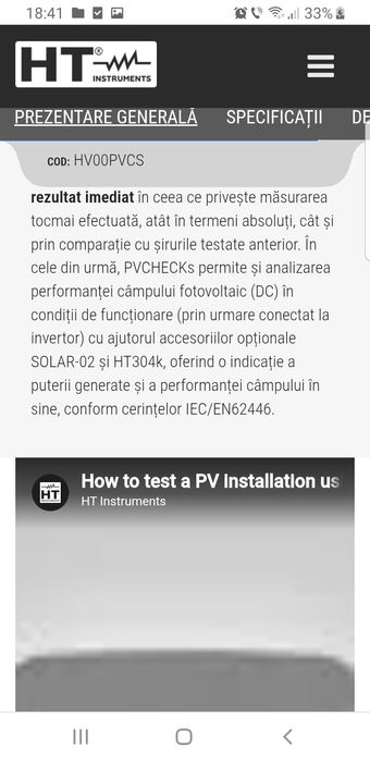 HT PVCHECKs Dispozitiv multifuncțional pt.sisteme fotovoltaice