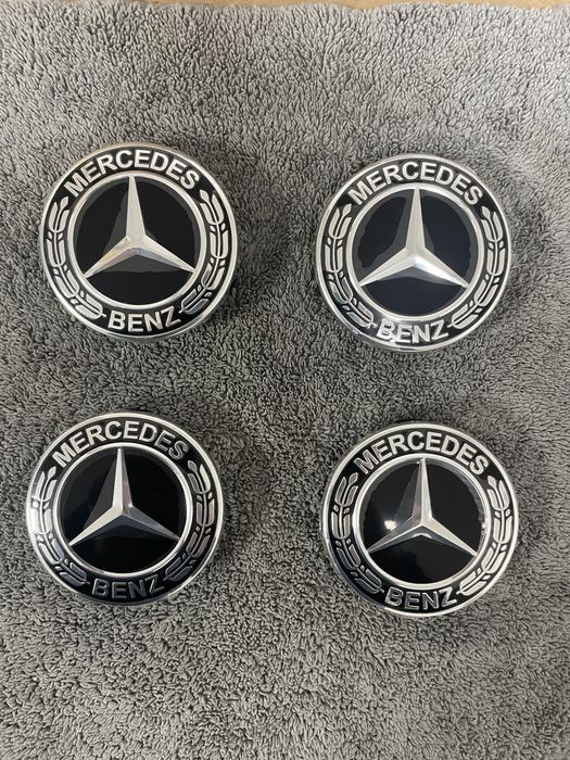 Set capace jante aliaj Mercedes Benz 75MM gri negru albastru