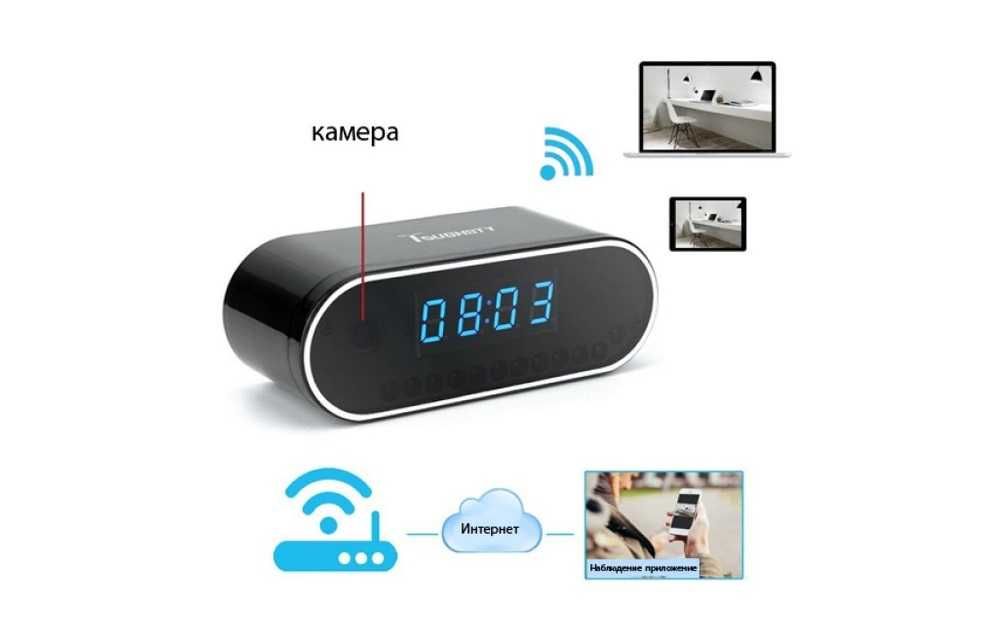 Електронен часовник - скрита камера /Wi-Fi/Full HD - сензор на движение и NightVision