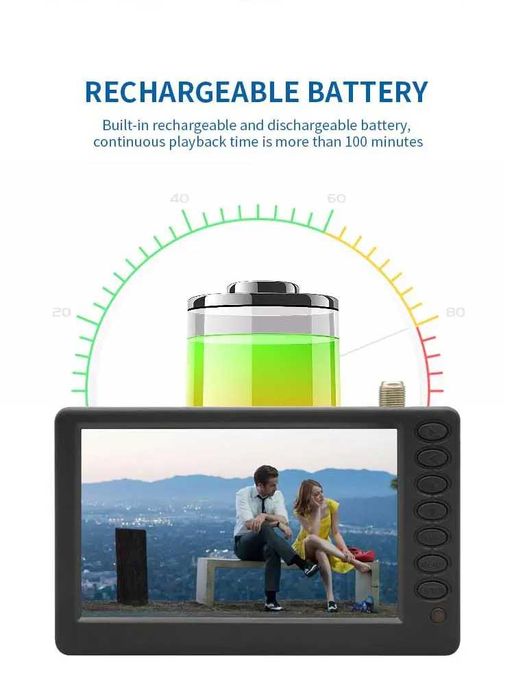 Джобен Телевизор 5" Портативен малък за кола камион автомобил мини TV