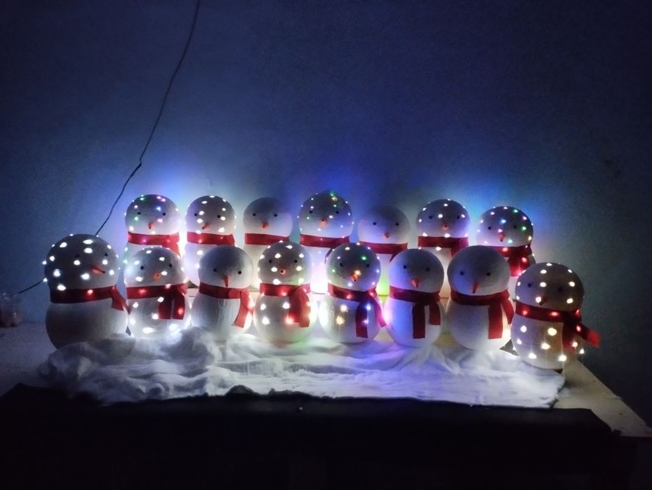 Снеговики из хлопка