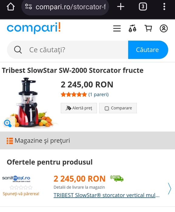 Storcator Mixer fructe legume Tribest Slowstar Sw-2000